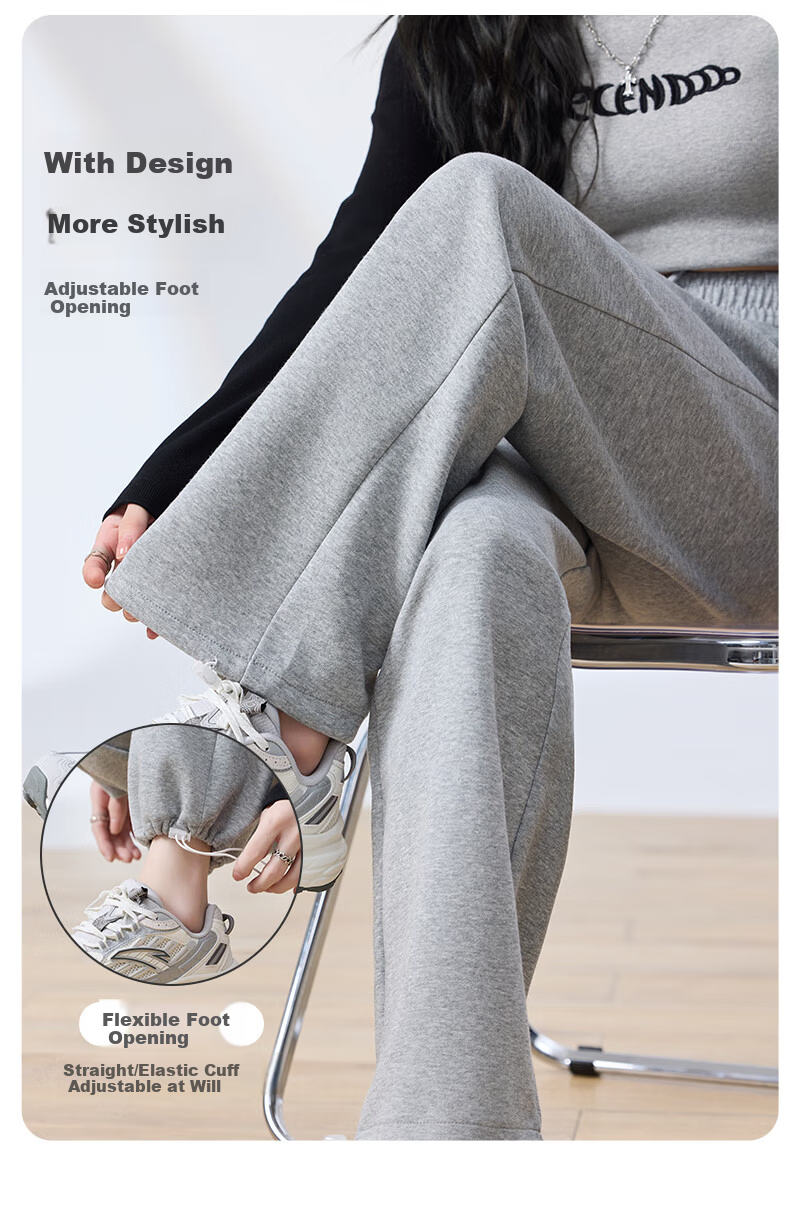 Langsha Women's Sweatpants Spring Autumn American Style Sports Pants Loose Slim Fit Jogger Straight Leg Two-Way Casual Draped Wide-Leg Pants 6