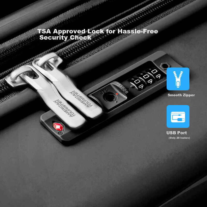 Mei Travel 20-inch Expandable Trolley Luggage with Password Lock Celebrity Edition Lazy Suitcase UA4 Black