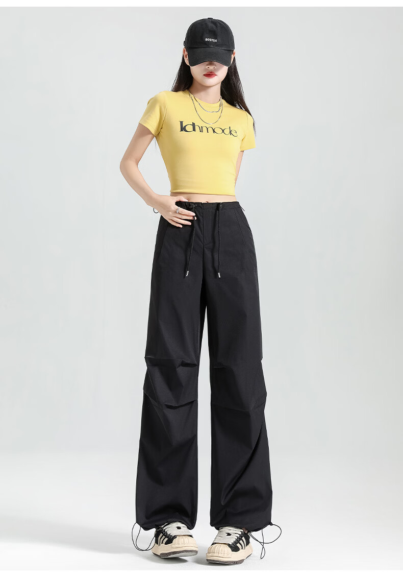 Xueqiman Ice Silk Quick-Dry Work Pants Women 2026 Summer Thin Outdoor Hiking Cargo Pants High Waist Drawstring Casual Trousers Female 18
