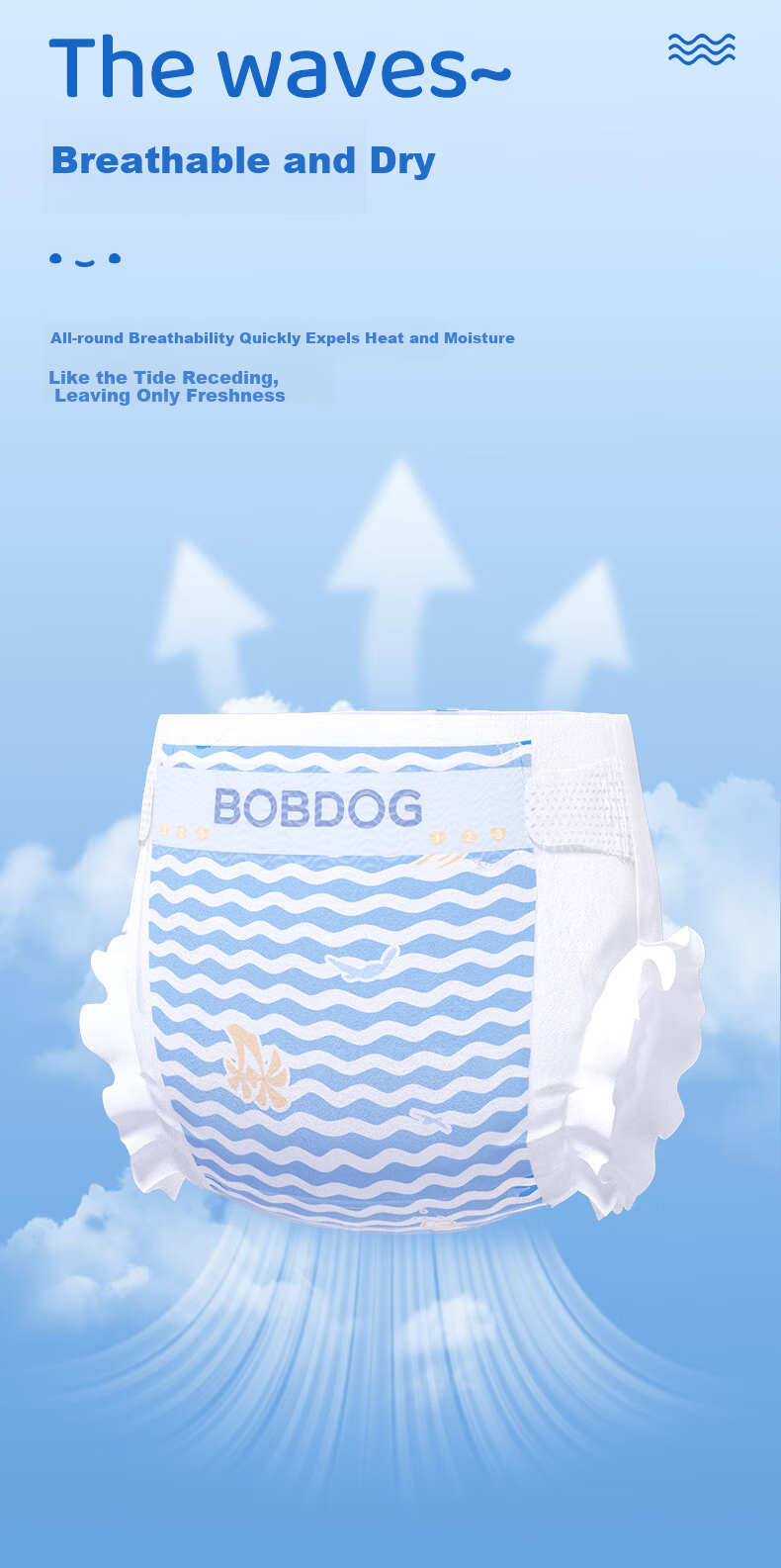 BOBDOG Small Wave Ultra Soft M90 Pieces (4.5-8.5KG) Baby Diapers [Brand Direct Supply, Trusted Quality] 5