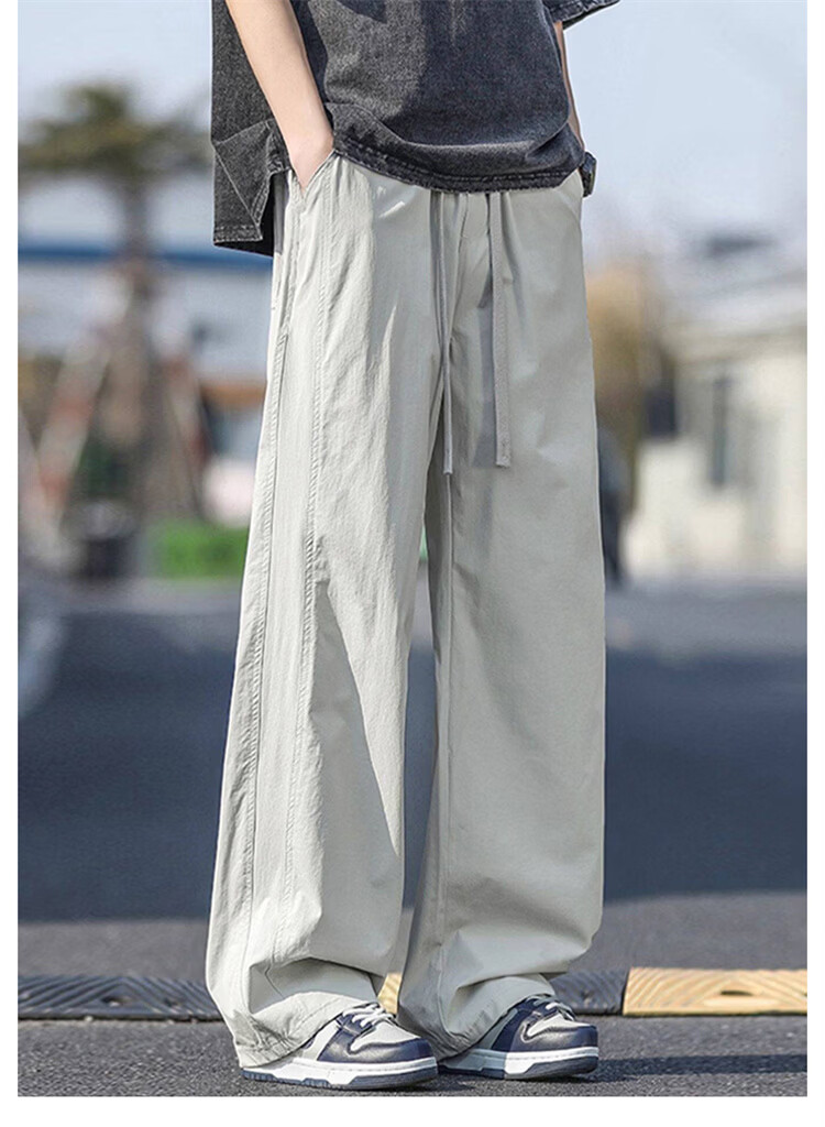 MARK FAIRWHALE Men's Ice Silk Thin Summer American Style Wide-Leg Casual Straight-Leg Sports Pants Youth Long Pants 2