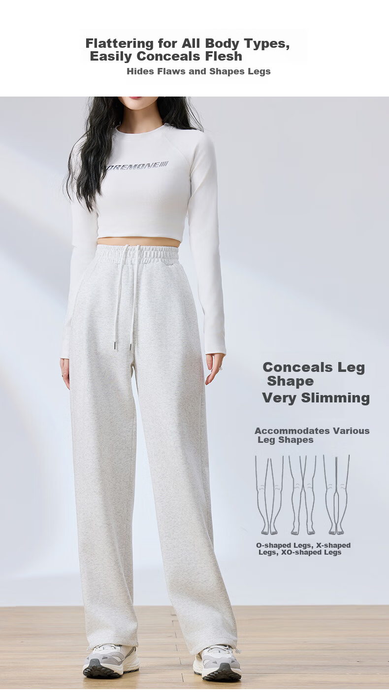 Langsha Women's Sweatpants Spring Autumn American Style Sports Pants Loose Slim Fit Jogger Straight Leg Two-Way Casual Draped Wide-Leg Pants 4