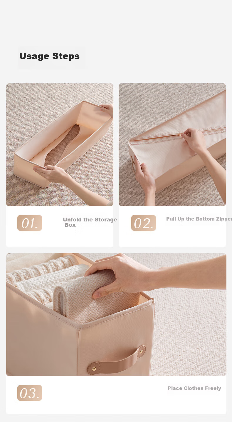 EACHY Narrow Clothes Storage Box, Fabric Zipper, Slim Gap Design, Eco-Friendly Foldable, Dust-Proof, for Student Dormitory 8