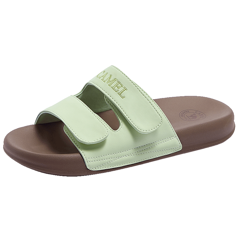 CAMEL Women's Lightweight Soft Magic Tape Double Strap Beach Casual Sandals L26M504018 Green Size 37
