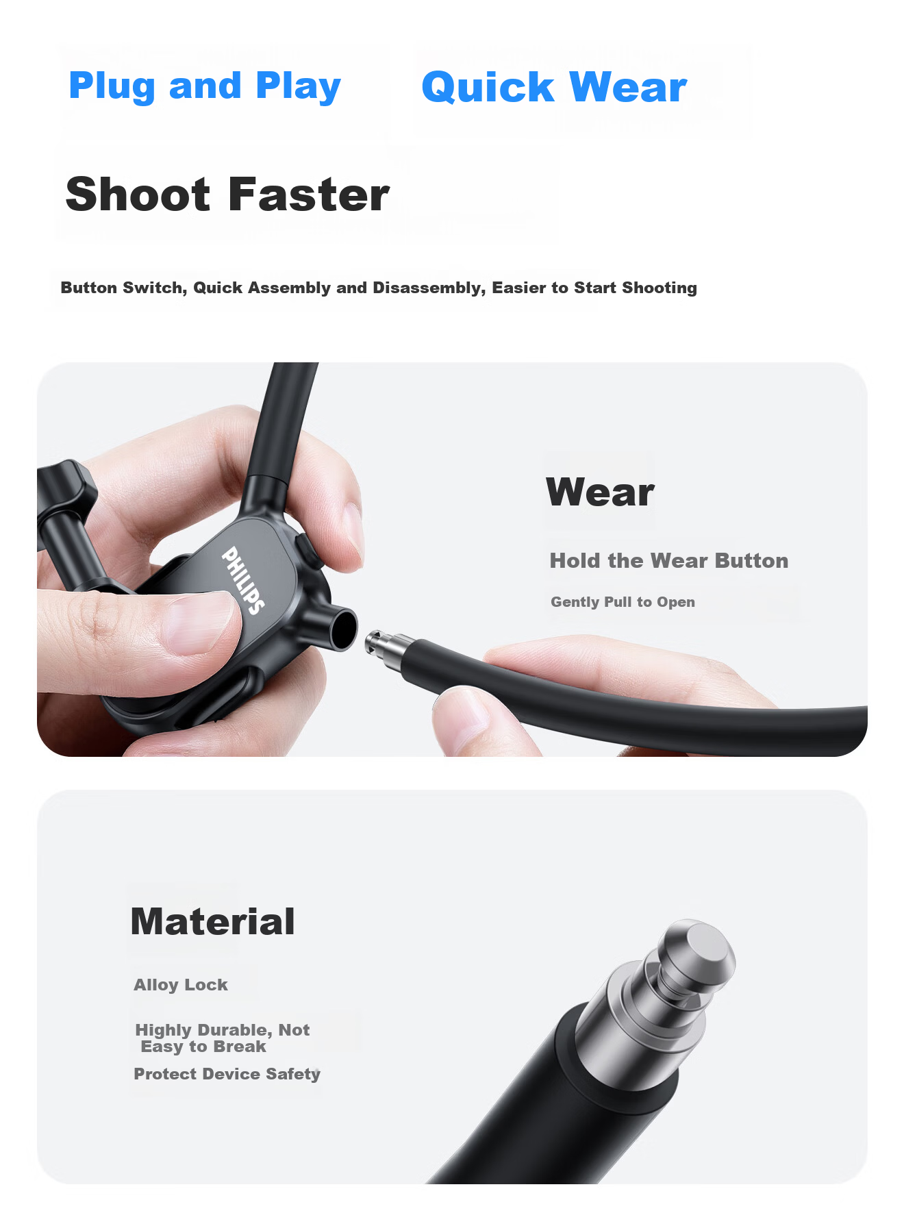 Philips Neck Hanging First-Person View Shooting Device Outdoor Sports Cycling Fishing Live Chest Mount Stabilizer Compatible with Apple and Android Universal Vlog Shooting Stand 2335 11