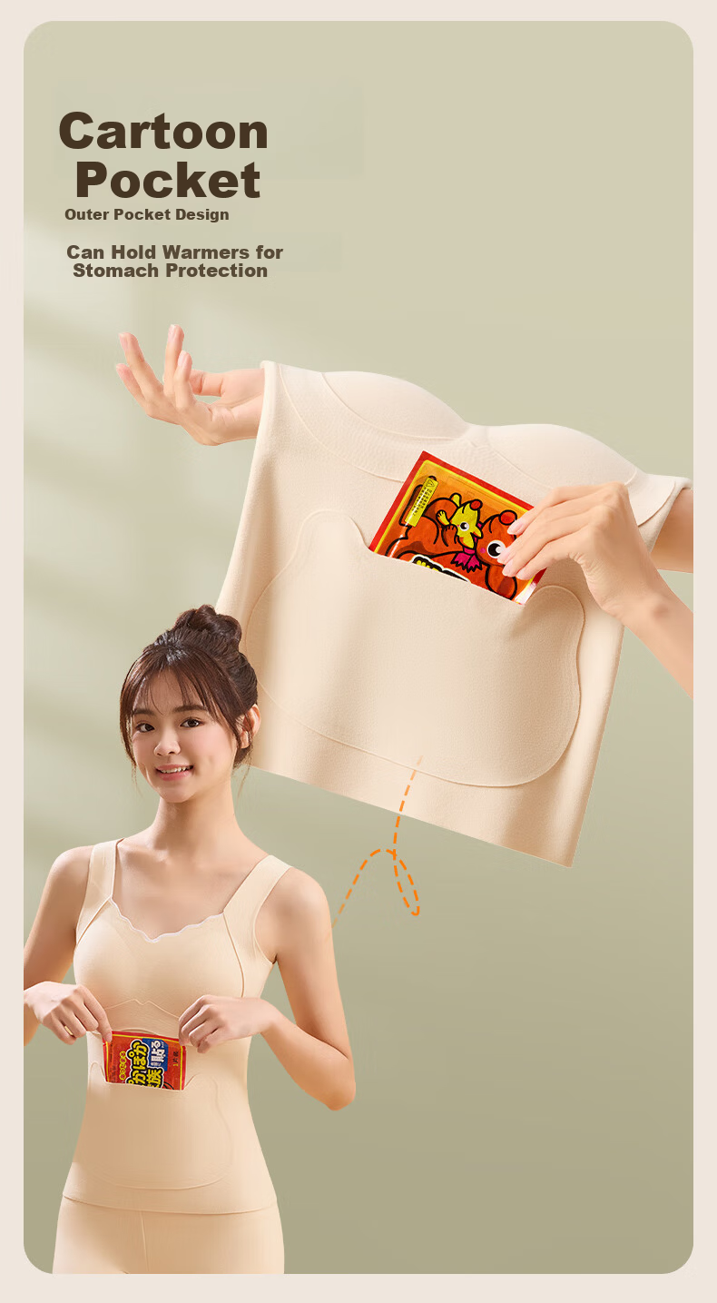 Tingmei Thermal Vest with Chest Pad for Adolescent Girls Wool and Silk Autumn Winter Blue L 8
