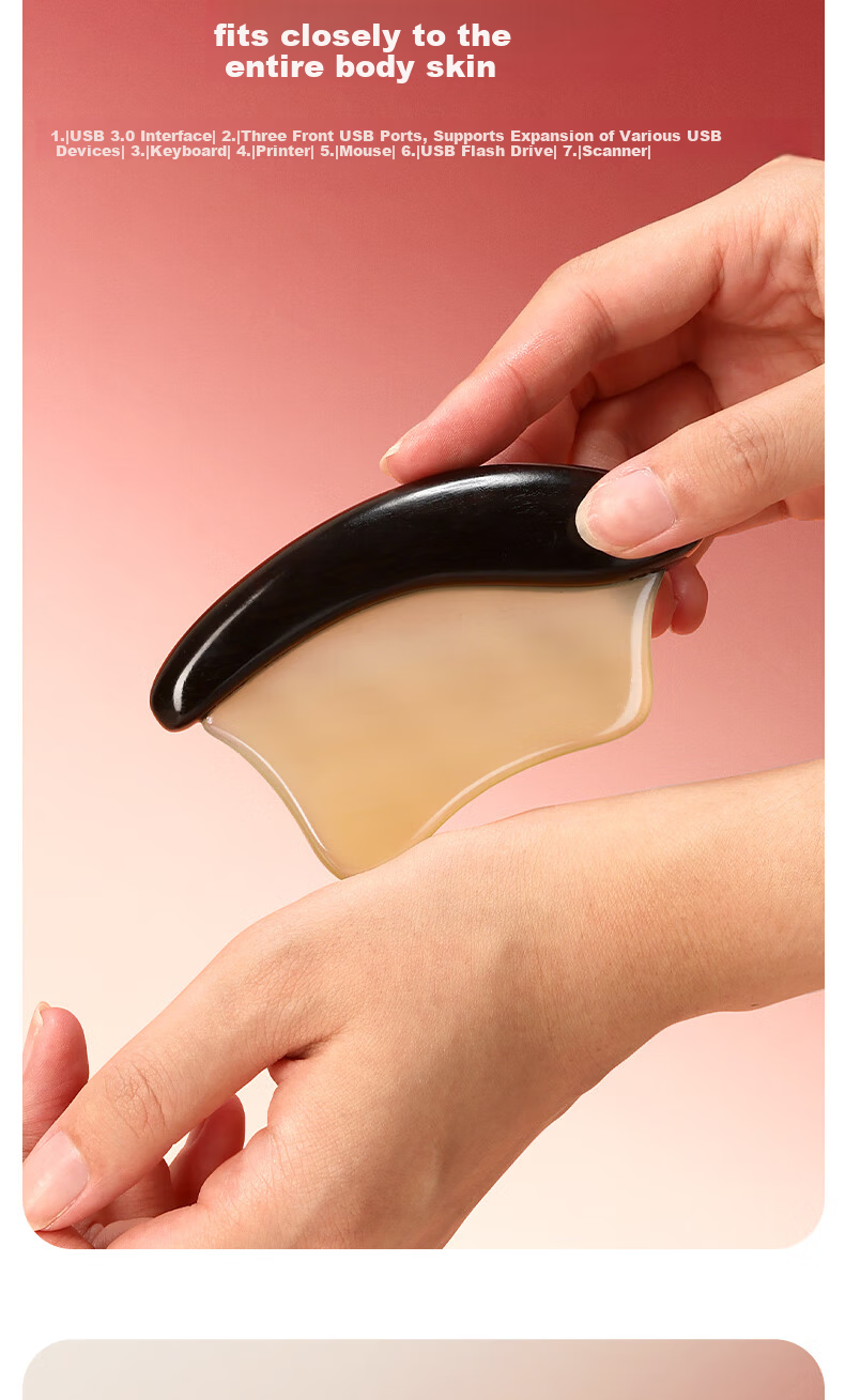 Chaojun Genuine Natural Sandalwood Horn Gua Sha Scraping Board Muscle Massage Stick Facial Full Body Massager Practical Birthday Gift for Mom and Wife 7