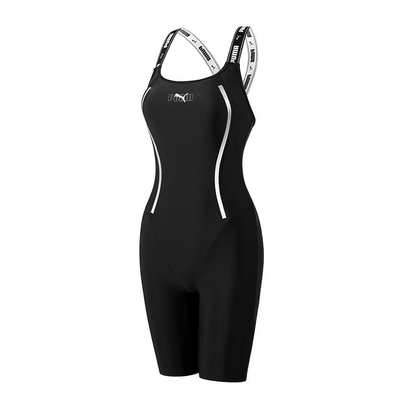 PUMA Women's High-Waist Five-Point One-Piece Swimsuit UV Protection Slimming Back Covering Professional Swimwear for Spa and Swimming Pool