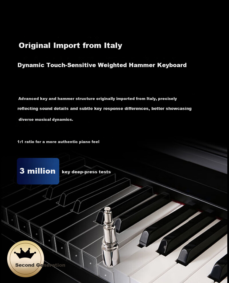 Amason Pearl River Piano Graded Digital Piano 88-Key Weighted Hammer Professional Electronic Keyboard for Adults and Children F10S Black 3
