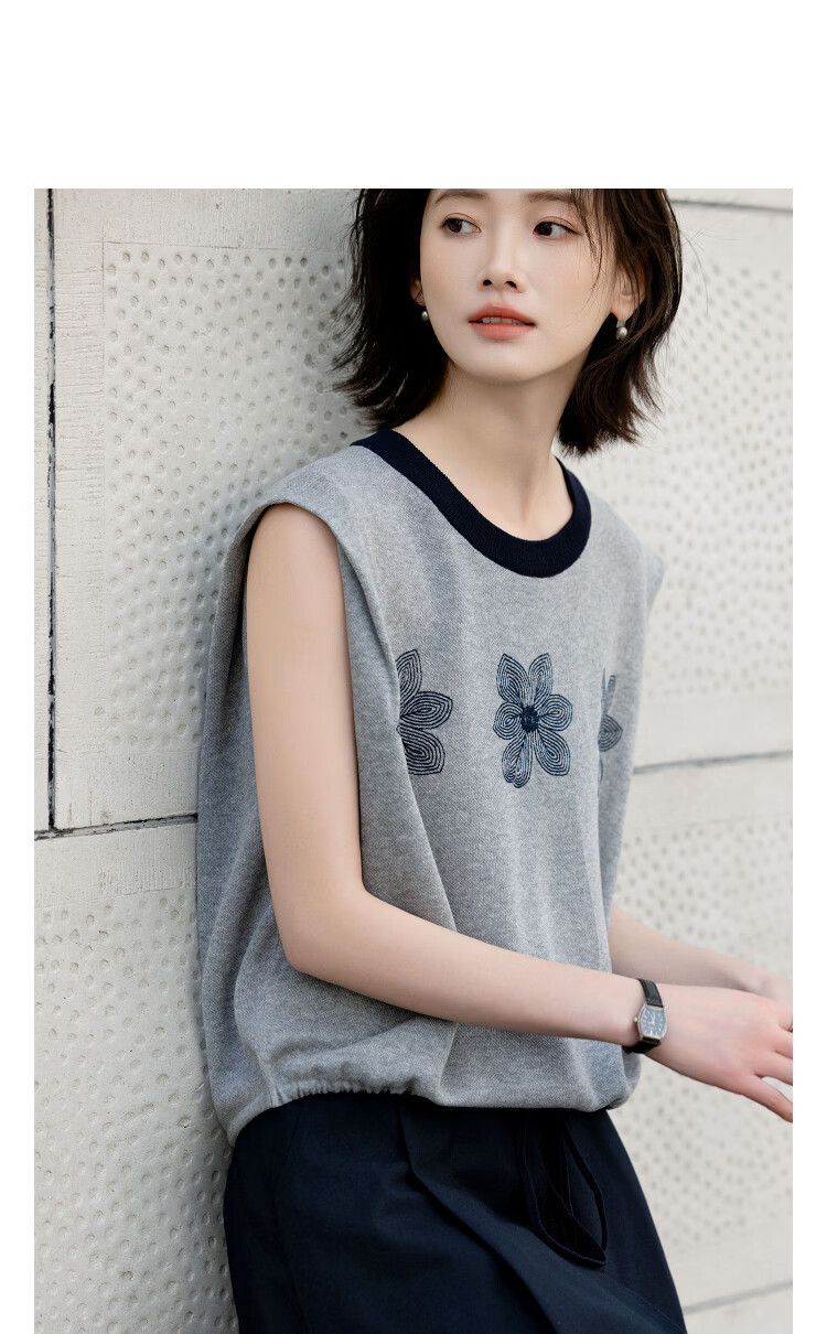 Demana [with Tencel/Linen] Summer Colorblock Crew Neck Raglan Sleeve Embroidered Short Sleeve Loose Knit Top for Women Premium Feel 11