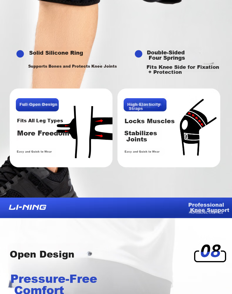 LI-NING Knee Brace for Meniscus Injury, Sports Joint Synovitis, Effusion, Patellar Ligament Support, Unisex Running and Basketball Protective Gear 19