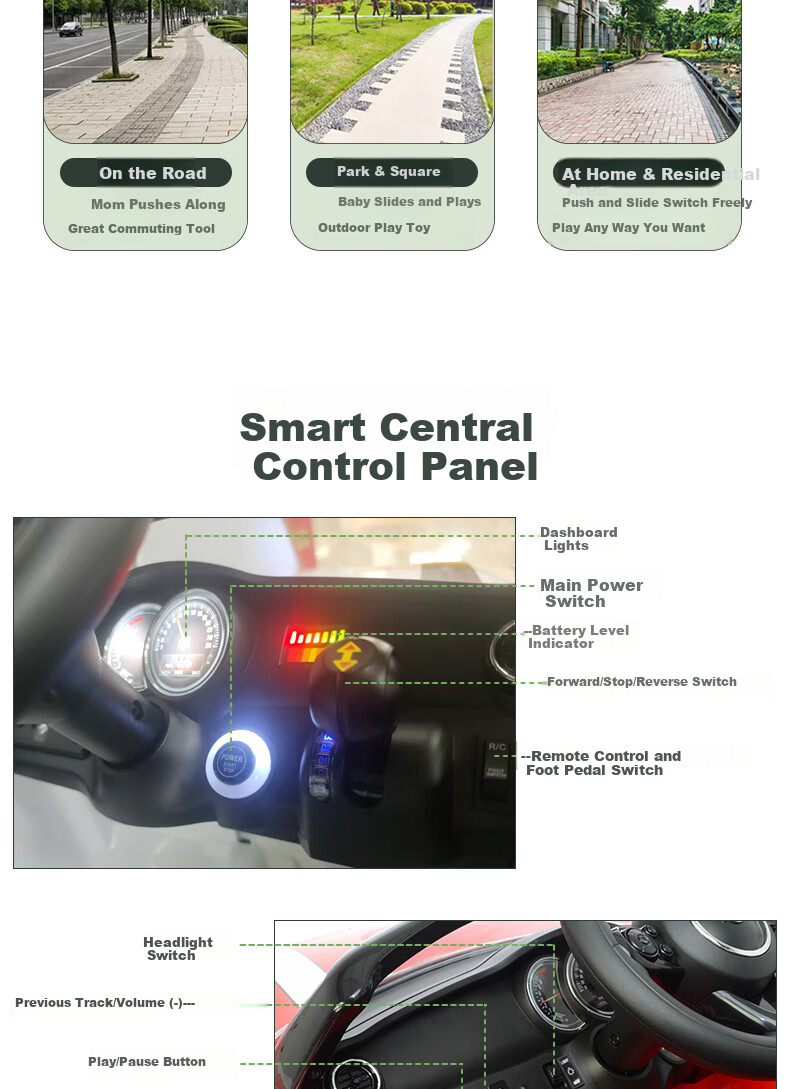 CHILOKBO MINI Kids Electric Ride-On Car Four-Wheel Remote Control Toy Car for Children Baby Push Ride Red Gift 19