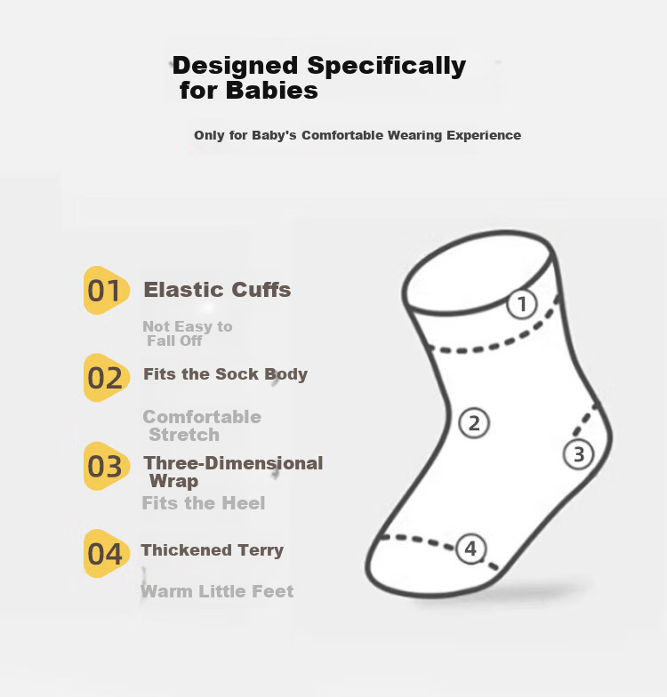 9i9 Baby Socks Spring and Autumn Thickened Terry Mid-Calf Floor Socks Warm Socks 3 Pairs 0-1 Years A172 3