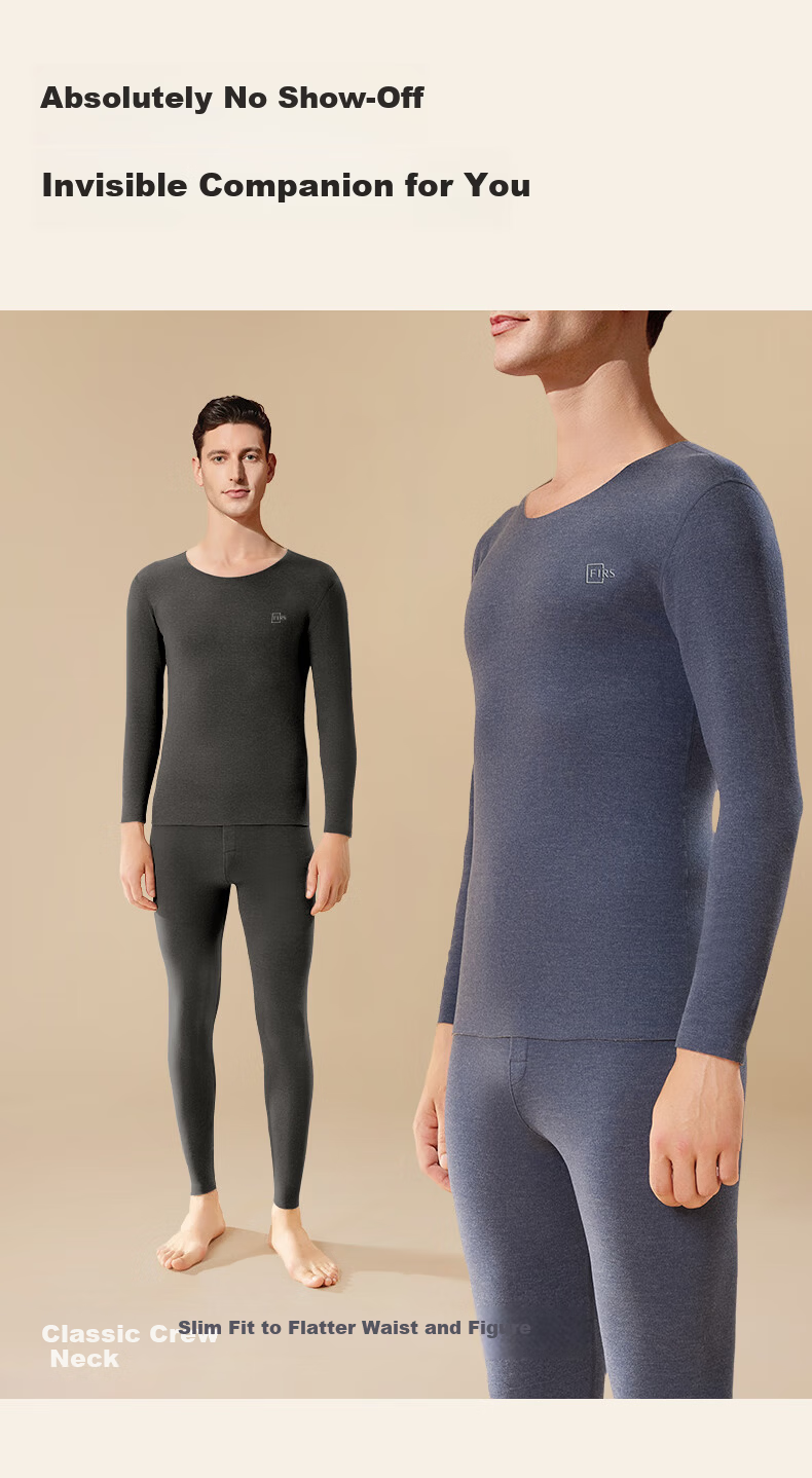 Shanshan [Cashmere Silk Derong Thermal] 26th Anniversary New Men's Seamless Fleece-Lined Thermal Underwear Set - Autumn Top and Bottom 6
