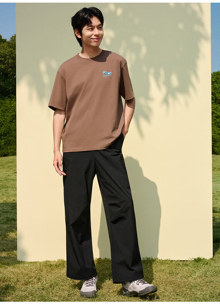 FILA Official Couple's Knitted Short Sleeve Shirt 2026 Summer Fashion Casual Unisex Loose Cat Embroidery T-Shirt 34