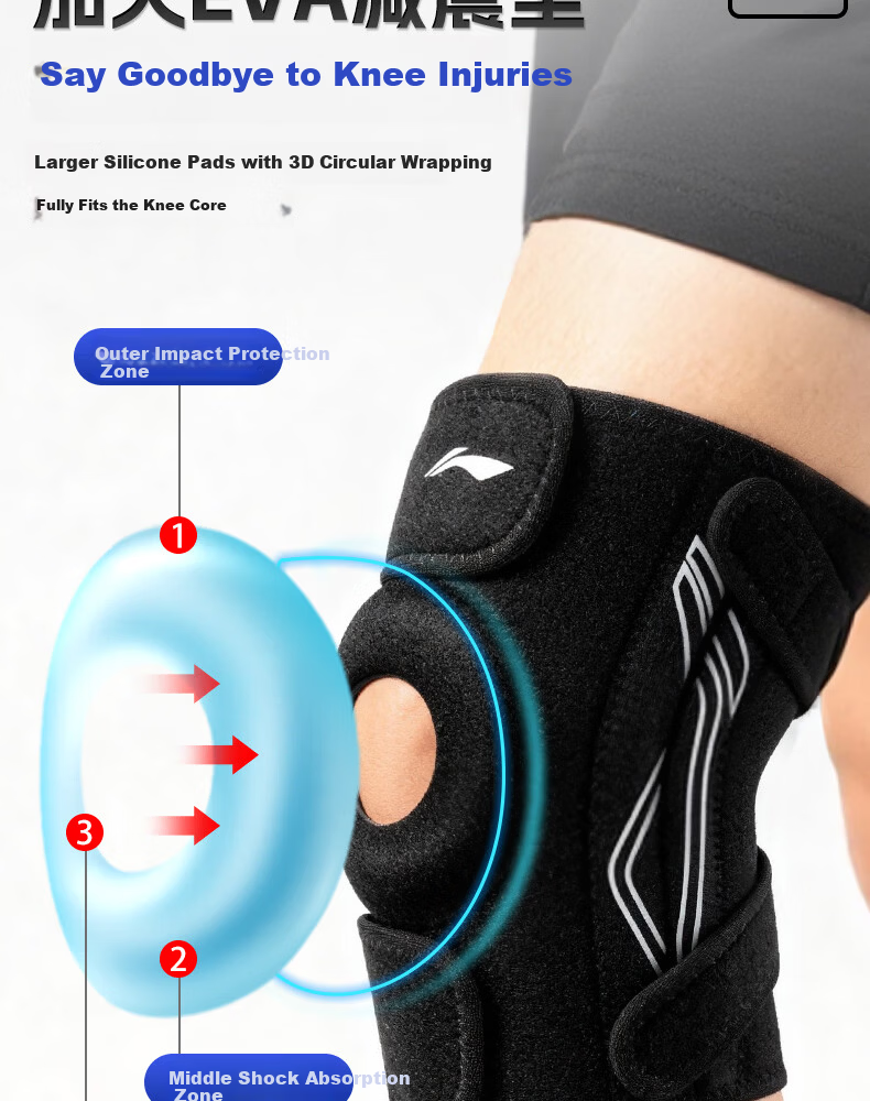 LI-NING Knee Brace for Meniscus Injury, Sports Joint Synovitis, Effusion, Patellar Ligament Support, Unisex Running and Basketball Protective Gear 12