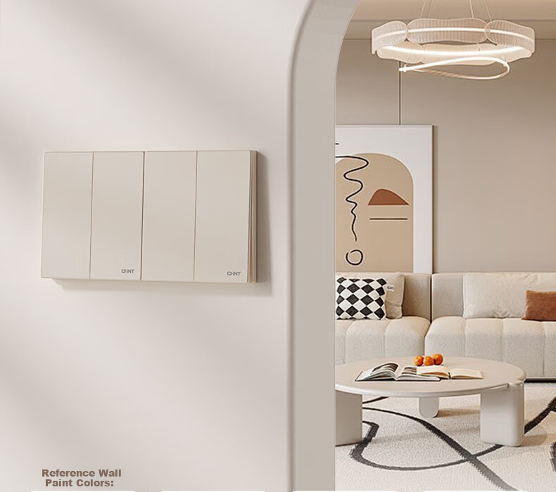 CHNT Switch Socket No-Paint Cream Style Large Panel Socket Faceplate Flush Mounted X1M One-Gang Single Control Three-Hole Cheese Yellow 14