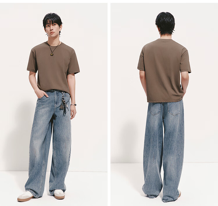 Semir Wang Anyu's Same Style, Men's Loose Curved Knife Pants for Summer 2026, Washed Denim Trousers Trendy 109326124114 7