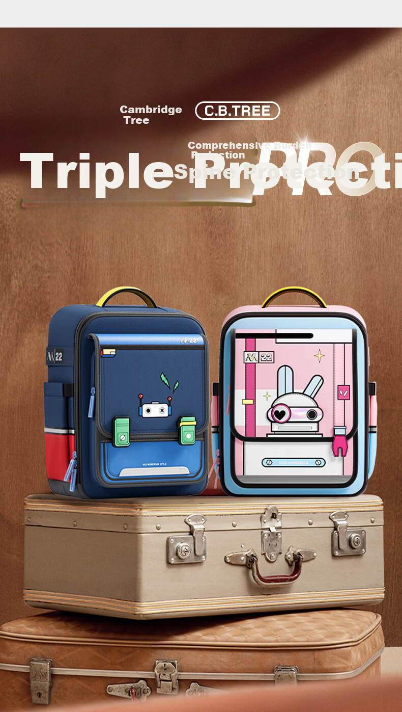 Cambridge Tree School Backpack for Primary Students Grades 1-3, Child Lightweight Ergonomic Large Capacity Anti-Drop Bag, Mangxing Rabbit Small Size 4