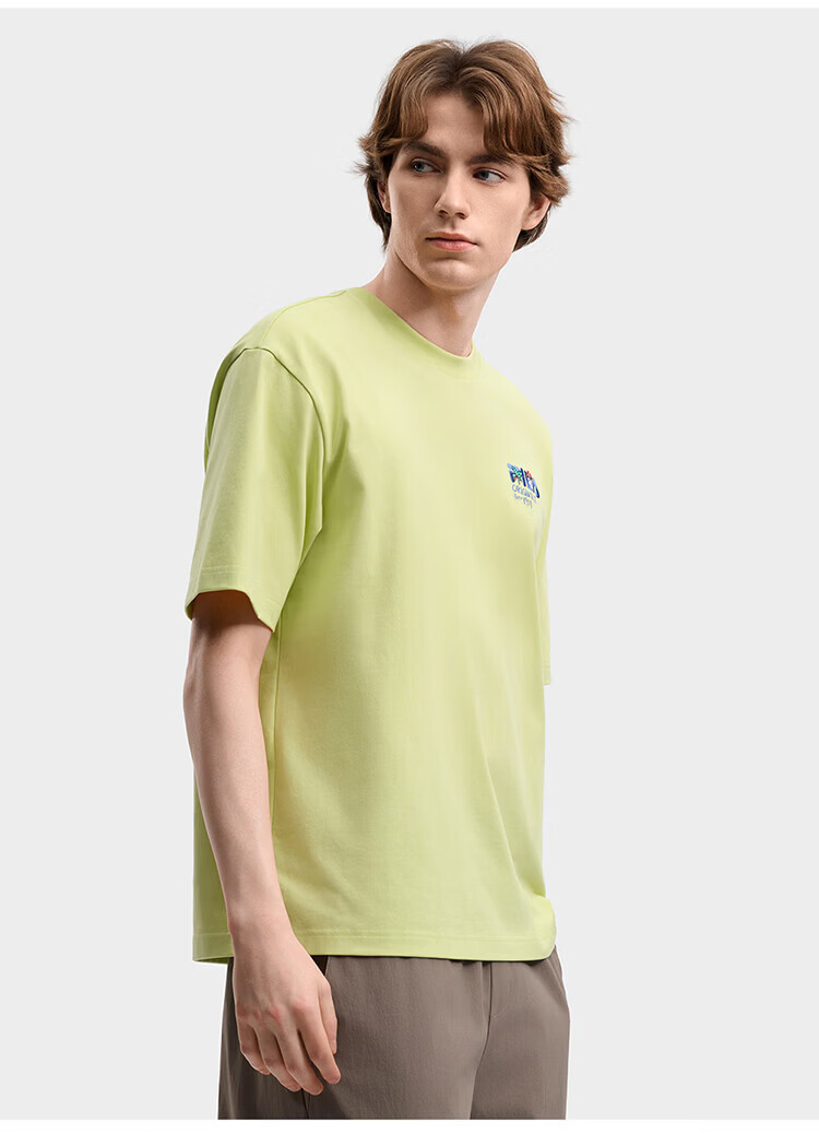 FILA Official Couple's Knitted Short Sleeve Shirt 2026 Summer Fashion Casual Unisex Loose Cat Embroidery T-Shirt 65