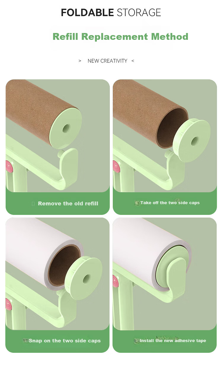 YOUAO Foldable Lint Roller 16cm with 300 Tearable Sticky Sheets Pet Hair Remover for Bed Cat Dog Dust Cleaner Green 3