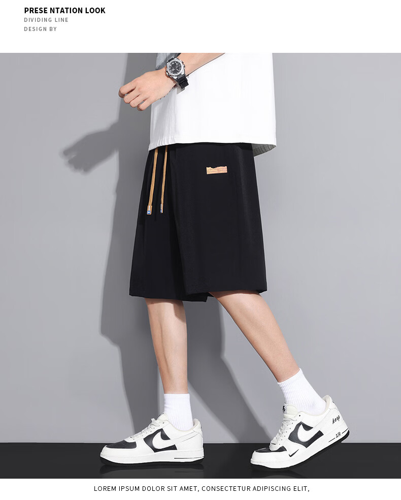 MULINSEN Men's Summer Cooling Lightweight Breathable Loose Fit Five-Point Casual Shorts Black M 16