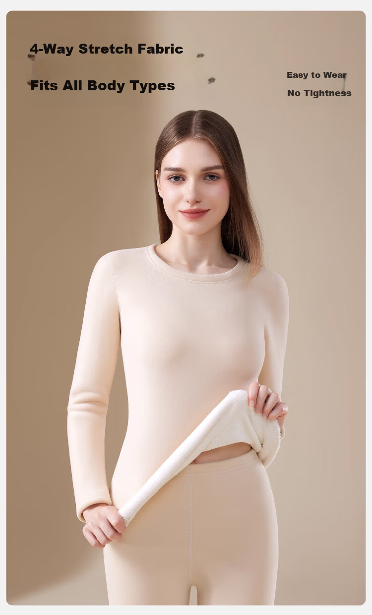 LangSha Ultra Thick Thermal Women's Fleece-Lined Autumn Winter Heating Lamb Wool Northeast Exclusive Autumn Shirt and Pants Set 8