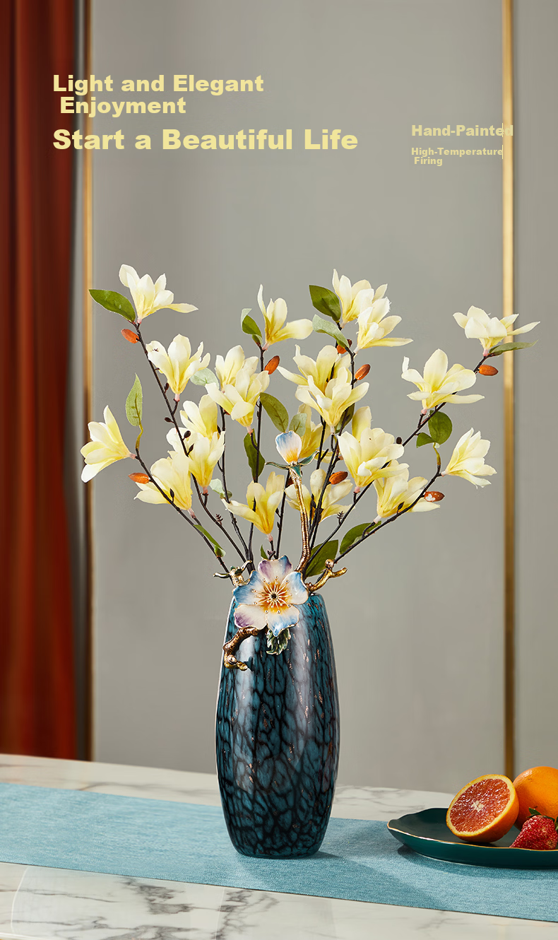 Norsman Enamel Floral Vase Ornament Luxury Living Room Flower Arrangement Container Housewarming Gift Moving Day 520 Valentine's Day 1