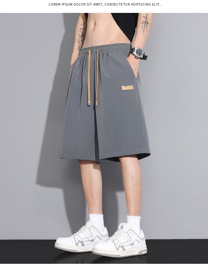 MULINSEN Men's Summer Cooling Lightweight Breathable Loose Fit Five-Point Casual Shorts Black M 19