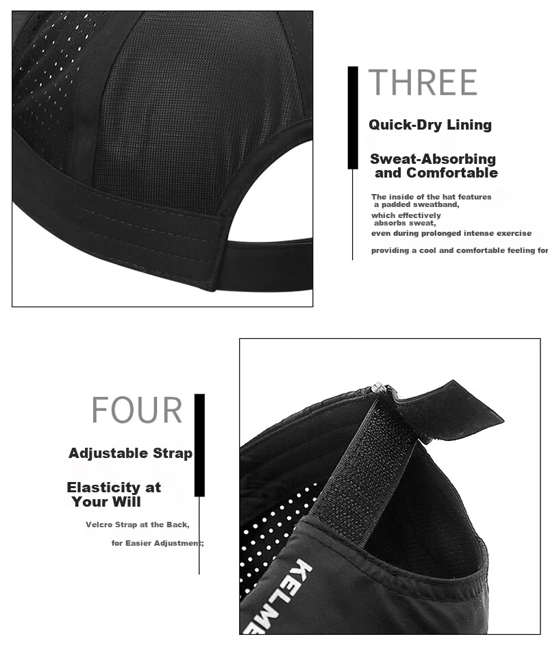 KELME Summer Sun Protection Baseball Cap Unisex Quick-Dry Breathable Sports Running Tennis Hat Visor Cap 12