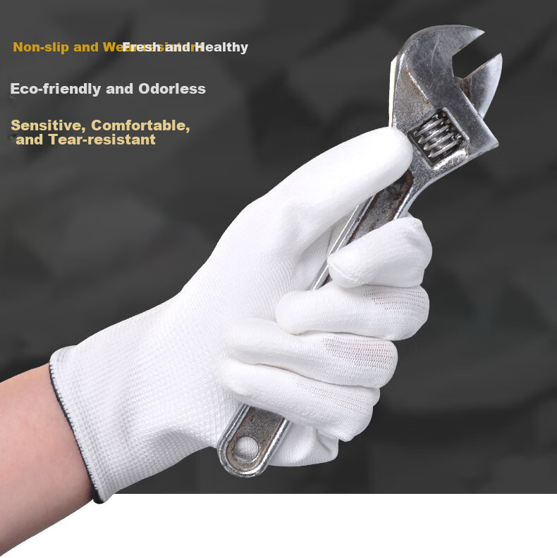 Kailehu PU Coated Palm Gloves Gray 10 Pairs, Coated Work Gloves, Labor Protection, Wear-Resistant, Anti-Slip, Breathable, Comfortable for Fine Work, Dust-Free, Size S 3