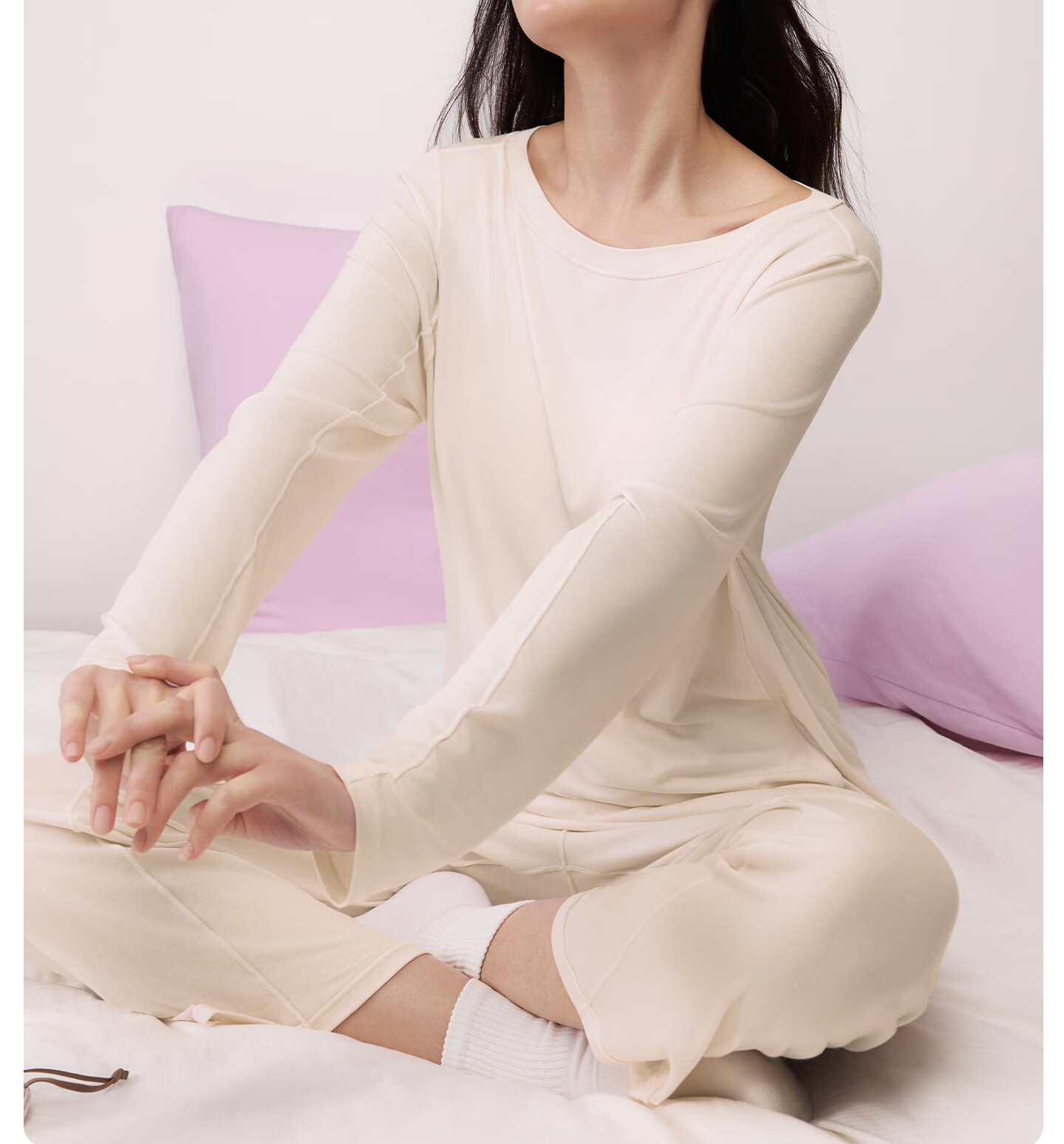Youkeshu [Meng Ziyi Same Style] Sen Modal Summer Long Sleeve Cool Chest Pad Pajama Set for Women and Men 12