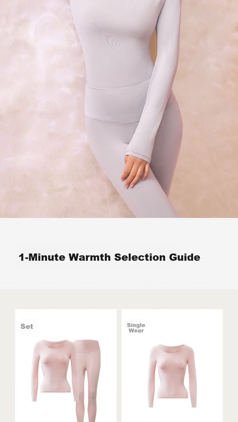 YOUKESHU Women's Thermal Underwear Set Moisturizing Coconut Oil Skin Care Seamless Slim Fit Comfortable Base Layer 3