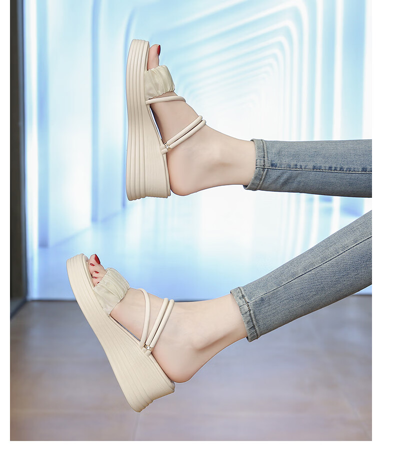 Cartelo Crocodile Women's Sandals Summer New Thick Sole Platform Casual Shoes for Skirt Wear 1774 Beige Size 38 11
