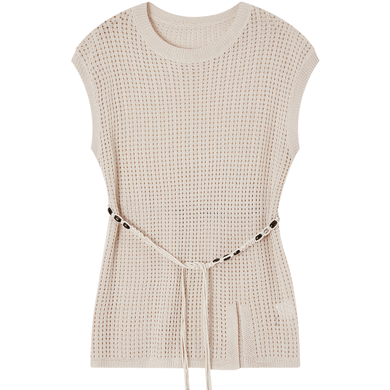 Demana Summer Breeze Lightweight Hollow Shoulder Seam Slim Fit Stretch Knit Top for Women