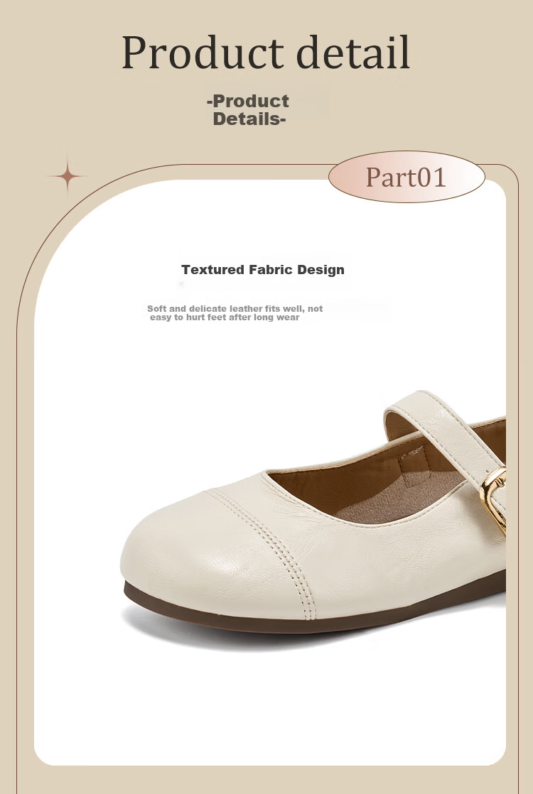 La Chapelle Women's Mary Jane Shoes Casual Versatile French Style Single Buckle Leather Shoes - SLX211 Beige Size 37 6
