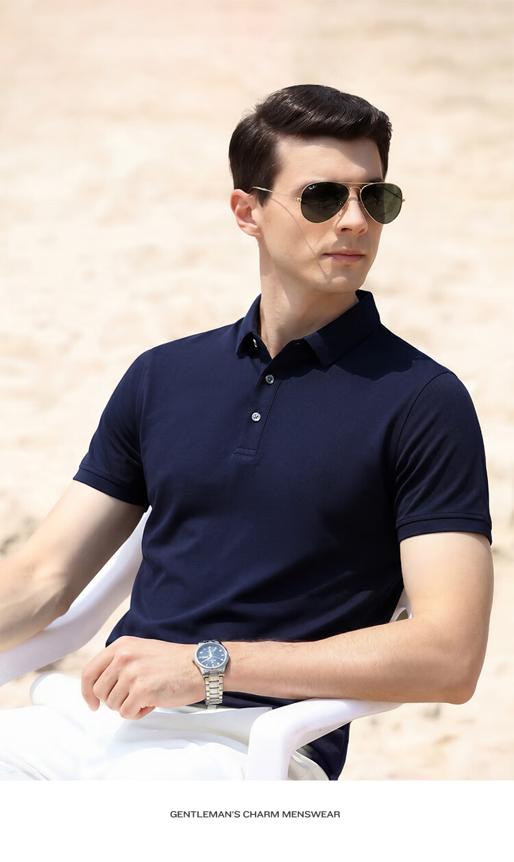 Antonio [Mulberry Silk & Long-Staple Cotton] Lightweight Luxury Classic Minimalist Polo Shirt Men's Business Casual Short Sleeve T-Shirt 14