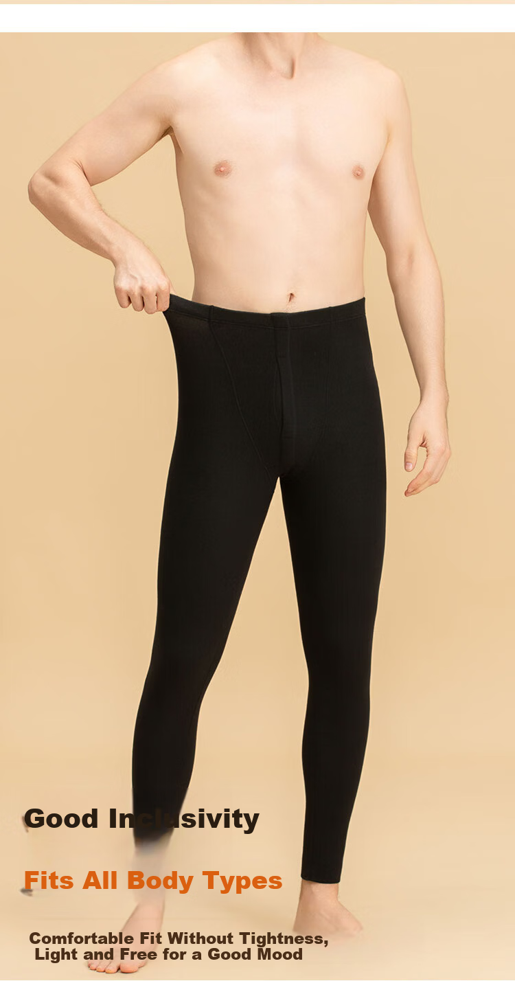 Men's Orange Thermal Long Johns Warm Pants Autumn Winter Goat Cashmere Antibacterial Basic Base Layer Gray Blue 2XL 11