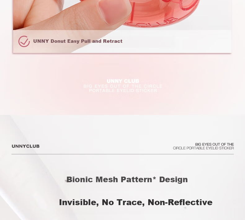 Unny Club Donut Double Eyelid Tape M-Shaped 150pcs Invisible Transparent Triangular Natural Seamless Eyelid Shaping for Women 14