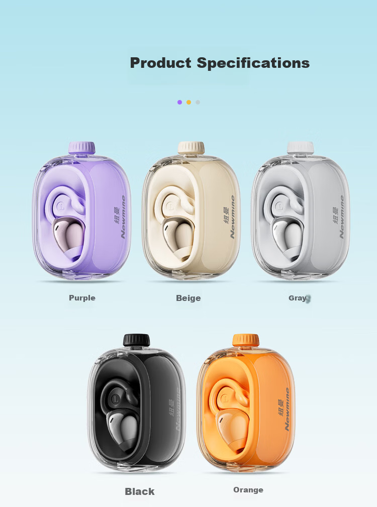 Newmine JM47 Wireless Sports Bluetooth Earphones Clip-On In-Ear Comfortable Gaming Running Calling Noise Cancelling Long Battery Life Beige for Android and Apple Phones 17