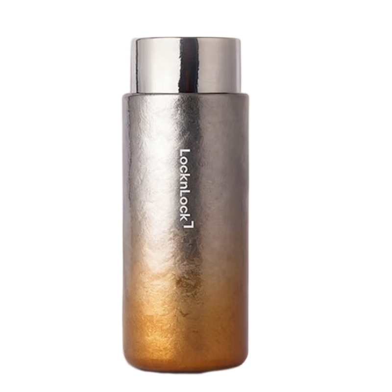 LOCK&LOCK Pure Titanium Insulated Tea Water Bottle Unisex Outdoor Portable Straight Design Handheld Cup Gold 300ml