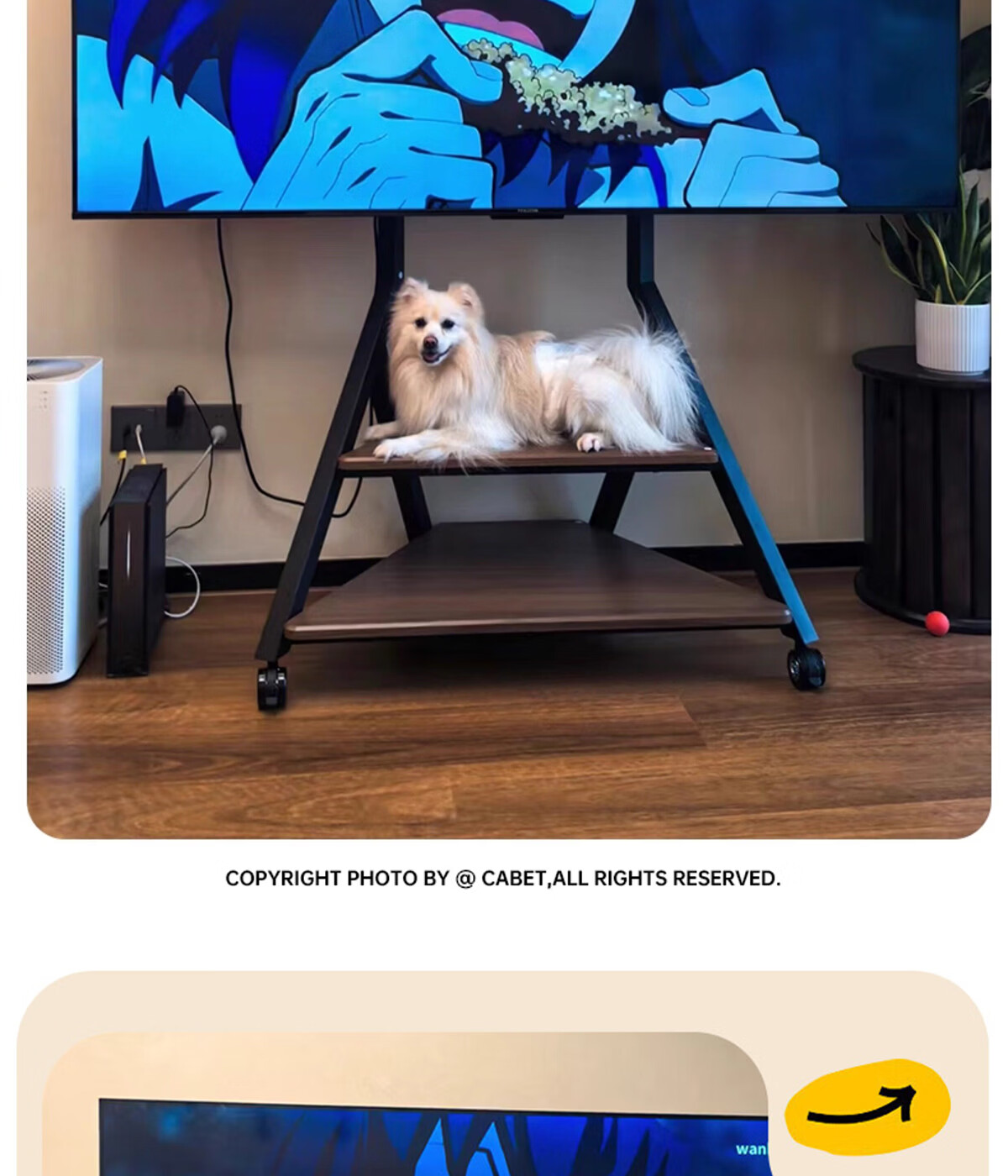 CABTE 55-86 Inch TV Art Mobile Stand Floor TV Cart Multi-Brand Universal TV Mount Mobile TV Cabinet Rack 14