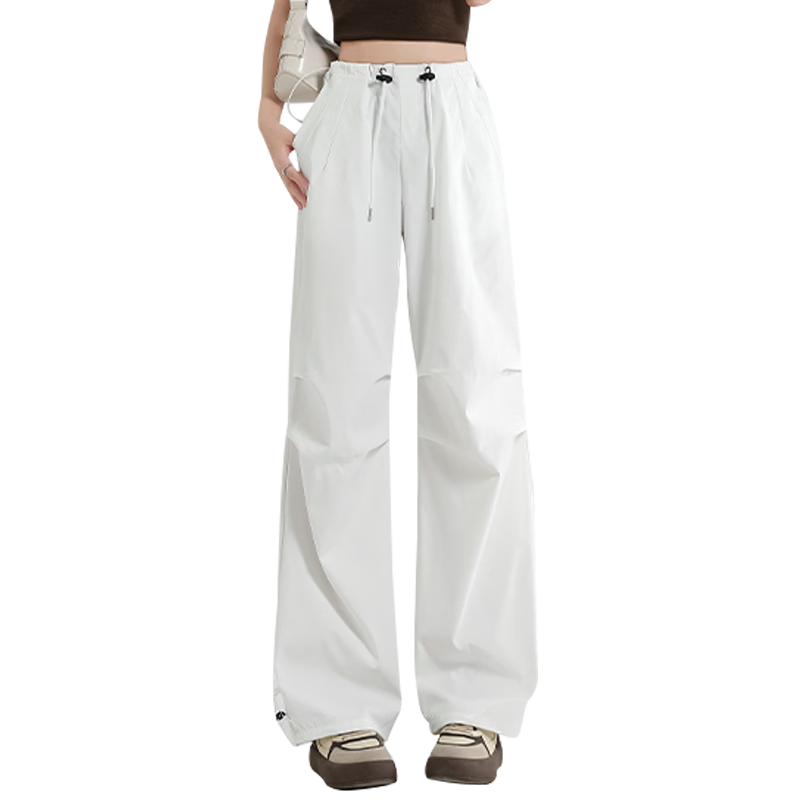 Xueqiman Ice Silk Quick-Dry Work Pants Women 2026 Summer Thin Outdoor Hiking Cargo Pants High Waist Drawstring Casual Trousers Female