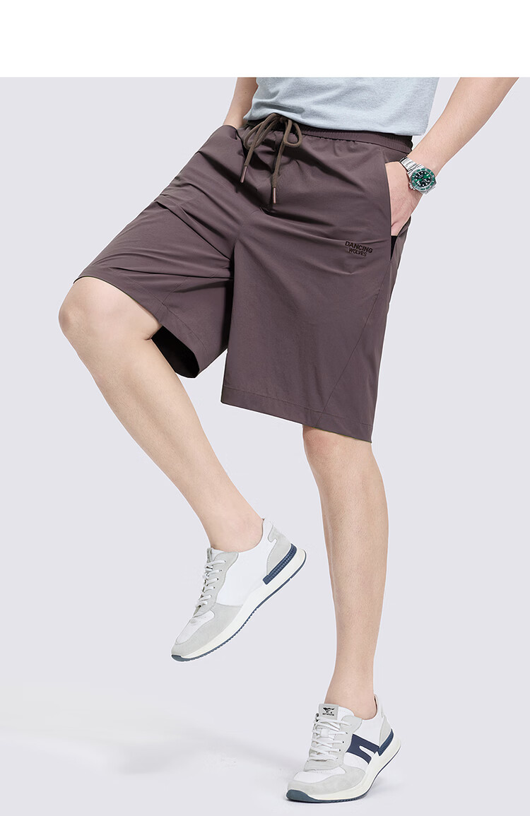 Dancing with Wolves [High Elasticity] Loose Breathable Casual Men's Shorts Commuter Versatile Easy-Care Five-Point Pants 502 Dark Purple L 16