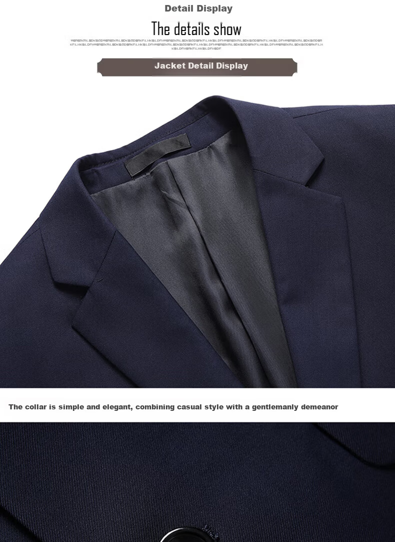 ROMON Men's Slim Fit Business Suit Groom Wedding Tuxedo Black 2XL 19