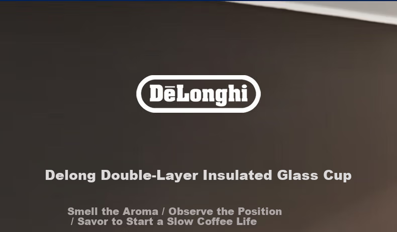 Delonghi Double Wall Glass Coffee Cups Gift Set, Home Insulated Large Capacity, Milk Coffee Latte Americano Tea Cups, 2 Pieces (270mL*2) 1