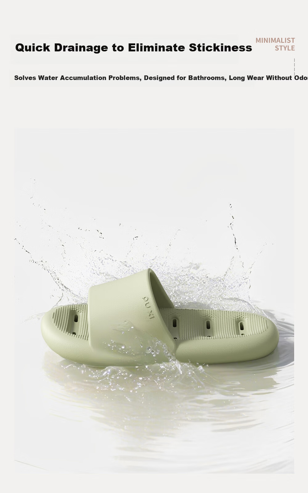 Puxi Summer Bathroom Slippers Indoor Water-Draining EVA Non-Slip Shower Home Cloud White Size 38-39 6