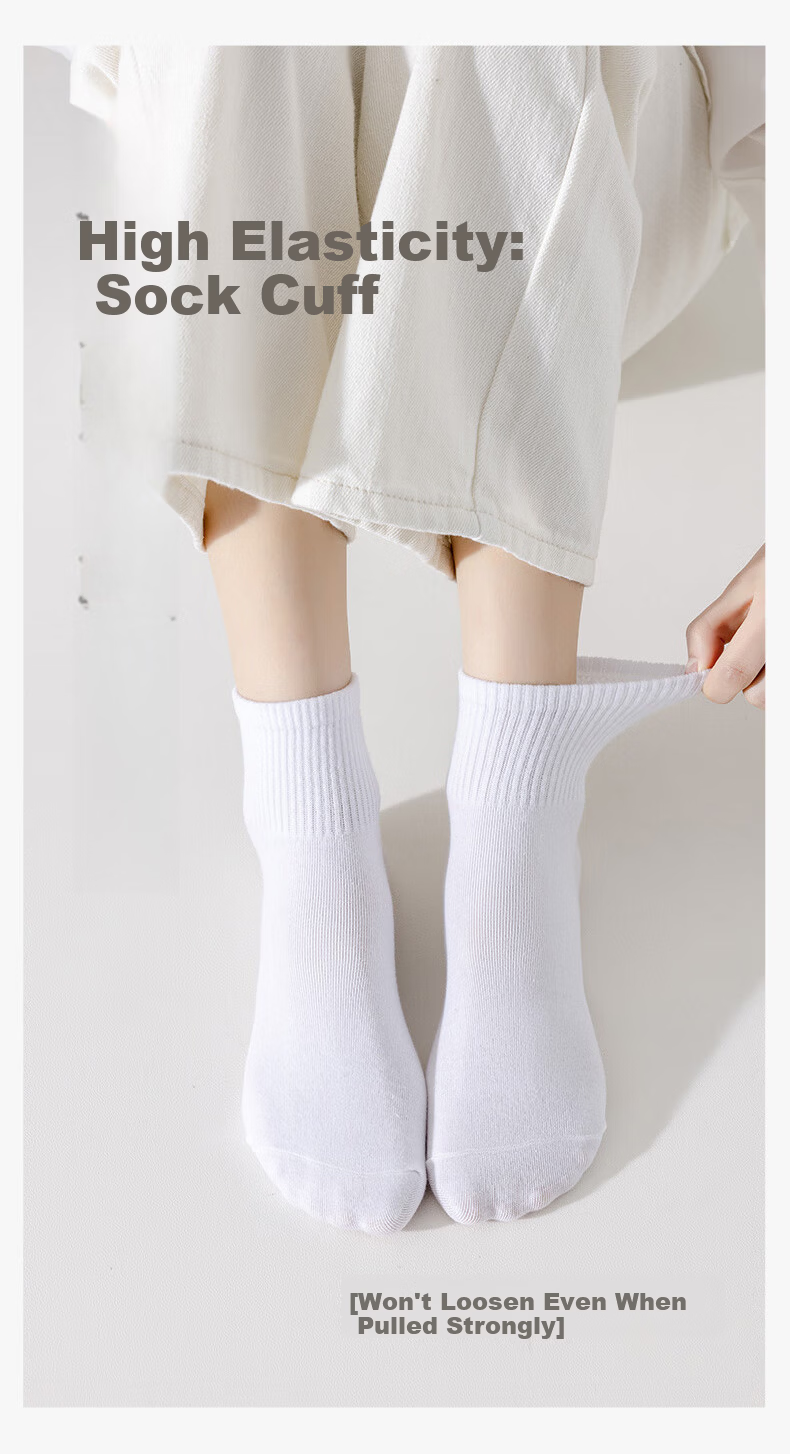 VICTORIATOURIST 10 Pairs Women's Sports Casual Cotton Socks Spring Summer Breathable Running Short Tube Sweat-Absorbing Odor-Resistant Solid Color Socks 5