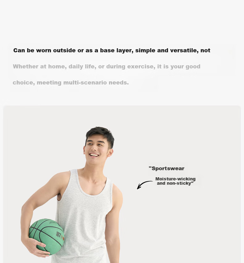 Songshan Cotton Shop Men's Vest Simple Solid Color Home Wear Sports Undershirt Base Sleepwear Cool Breathable Black 170 10