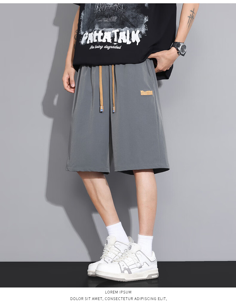 MULINSEN Men's Summer Cooling Lightweight Breathable Loose Fit Five-Point Casual Shorts Black M 22
